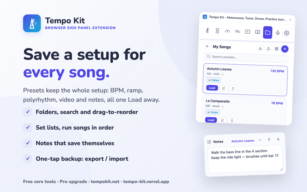 Screenshot: library & notes