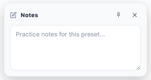 Tempo Kit practice notes popup